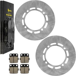 Caltric 2 Front Brake Disc Rotor with Brake Pads Compatible with Yamaha Grizzly 660 YFM660F 2003-2008 in Kuwait
