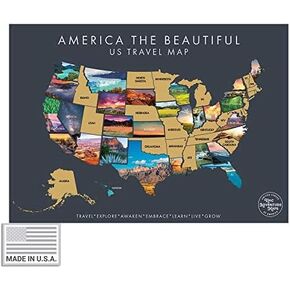 خريطة أمريكا الجميلة للخدش - خريطة سفر تفاعلية - ملصق للخدش يكشف عن تصوير طبيعي جميل لكل 50 ولاية - هدية للمسافرين - ديكور حائط للمسافر in Kuwait