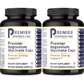 Premier Research Labs Magnesium Glycinate Supplement - Pure Magnesium, High Absorption, Supports Sleep Quality, Chelated, Vegan, Third Party Tested, Premier Energy Support - 90 Capsules in Kuwait