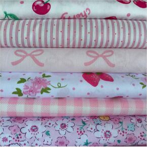 7PCS 9.8" x 9.8"(25 * 25CM) Quilting Fat Quarters Fabric Bundles, for Sewing Crafting,Print Floral Striped Polka Dot 100% Cotton Gingham Fabric (Green, 25 * 25cm) in Saudi Arabia