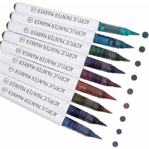 9 Color Green Series Set of Water-based Acrylic Paint Marker, Soft Brush Tips Pens, for Art Creation, Paper, Eggs, Glass, Rock Painting, Mugs, Graffiti, Card Making in Saudi Arabia