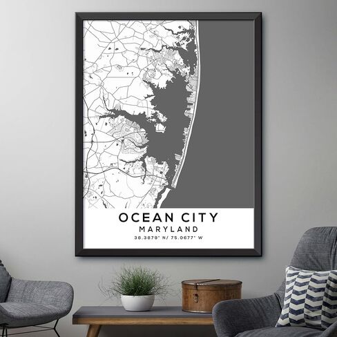 Map of Ocean City, Maryland, Light 2 (24x36) in Saudi Arabia