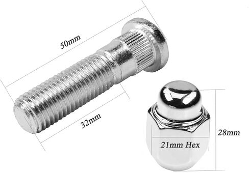 مجموعة صواميل العروة M12x1.50 من الكروم متوافقة مع 1998-2021 Hyundai Sonata Elantra Tucson Santa Fe Genesis Sorento Kia Accent Sedona Forte Optima Sportage Soul (8 قطع) in Kuwait