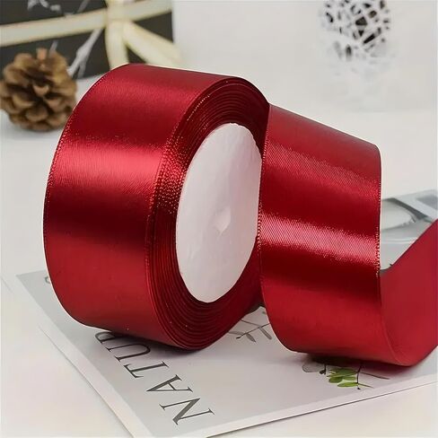 1-1/2 Inch Wine Red Satin Ribbon 1 Pcs- 25 Yards Solid Fabric Ribbon Roll for Wrapping, Bridal Bouquets, Wedding Party Decoration, Sewing, Handmade Rose, Bows, and More in Saudi Arabia