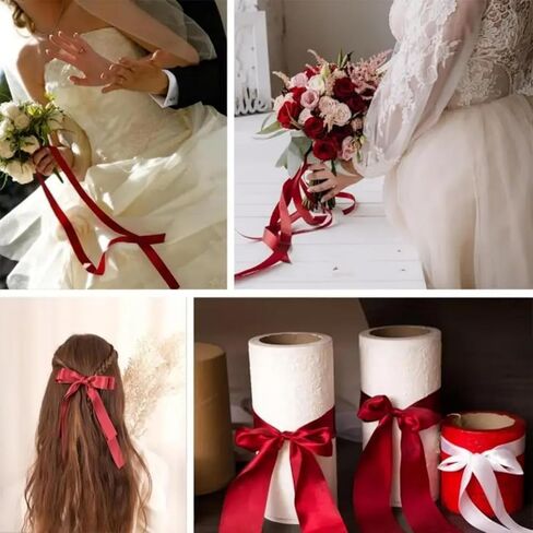 1-1/2 Inch Wine Red Satin Ribbon 1 Pcs- 25 Yards Solid Fabric Ribbon Roll for Wrapping, Bridal Bouquets, Wedding Party Decoration, Sewing, Handmade Rose, Bows, and More in Saudi Arabia