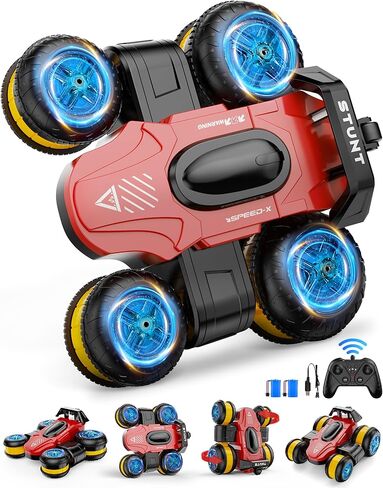 Remote Control Car RC Stunt Cars Toy Gifts - High-Speed Drift 360 Flips Four-Sided Driving Rotating Twist 4WD Offroad Vehicle for Kids Boy Girl Birthday Presents Ages 5 6 7 8 9 10 11 12 Years Old Blue in Saudi Arabia