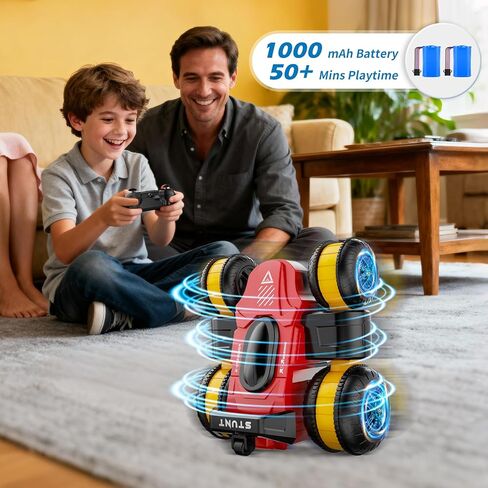 Remote Control Car RC Stunt Cars Toy Gifts - High-Speed Drift 360 Flips Four-Sided Driving Rotating Twist 4WD Offroad Vehicle for Kids Boy Girl Birthday Presents Ages 5 6 7 8 9 10 11 12 Years Old Blue in Saudi Arabia