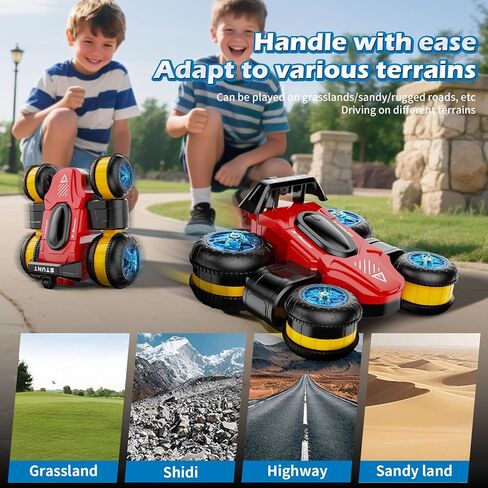 Remote Control Car RC Stunt Cars Toy Gifts - High-Speed Drift 360 Flips Four-Sided Driving Rotating Twist 4WD Offroad Vehicle for Kids Boy Girl Birthday Presents Ages 5 6 7 8 9 10 11 12 Years Old Blue in Saudi Arabia