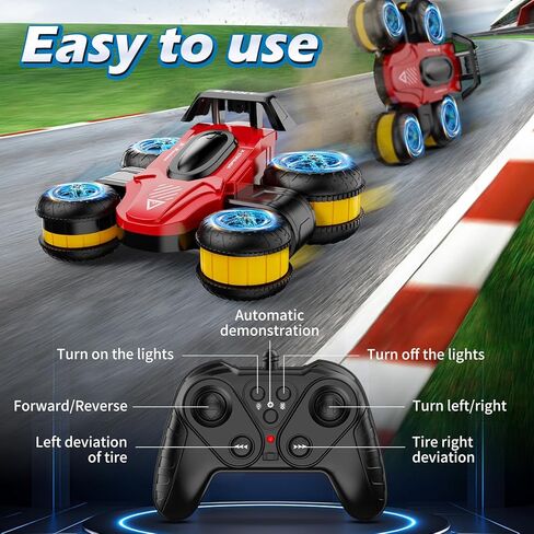 Remote Control Car RC Stunt Cars Toy Gifts - High-Speed Drift 360 Flips Four-Sided Driving Rotating Twist 4WD Offroad Vehicle for Kids Boy Girl Birthday Presents Ages 5 6 7 8 9 10 11 12 Years Old Blue in Saudi Arabia