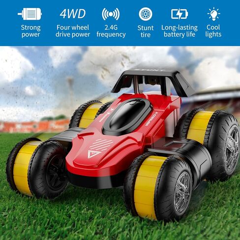 Remote Control Car RC Stunt Cars Toy Gifts - High-Speed Drift 360 Flips Four-Sided Driving Rotating Twist 4WD Offroad Vehicle for Kids Boy Girl Birthday Presents Ages 5 6 7 8 9 10 11 12 Years Old Blue in Saudi Arabia