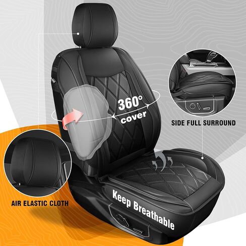 أغطية مقاعد لـ 2009-2025 Ford F150 SuperCrew & 2017-2024 F250/F350/F450 Super Duty Crew Cab مع مجموعة كاملة من الجلد الصناعي المقاوم للماء in Kuwait