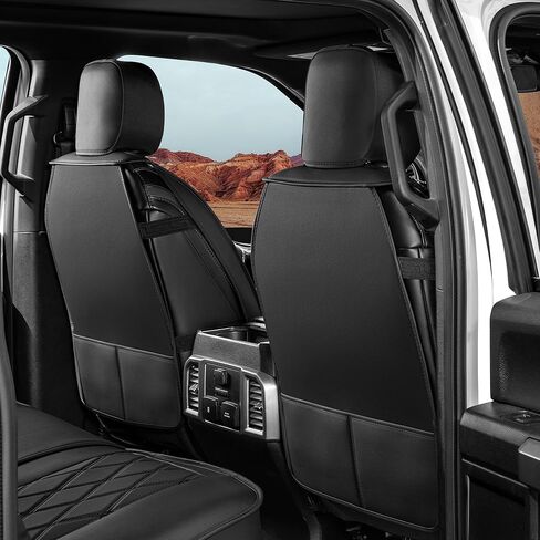 أغطية مقاعد لـ 2009-2025 Ford F150 SuperCrew & 2017-2024 F250/F350/F450 Super Duty Crew Cab مع مجموعة كاملة من الجلد الصناعي المقاوم للماء in Kuwait