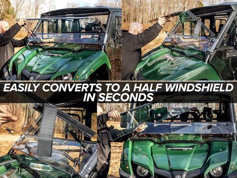 الزجاج الأمامي SuperATV 3 في 1 متوافق مع Yamaha Viking / EPS / EPS Ranch Edition / EPS SE / VI (انظر الإعداد) | زجاج أمامي كامل أو مقلوب أو نصف | 1/4 بوصة من البولي كربونات المطلي الصلب | صنع في الولايات المتحدة الأمريكية in Saudi Arabia