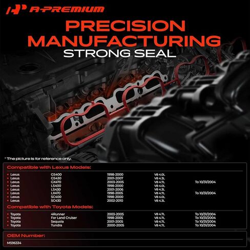 A-Premium Upper and Lower Engine Manifold Seal Gasket Set Compatible with Toyota Tundra 2000-2005, 4Runner, Sequoia, Land Cruiser & Lexus GX470, GS400, GS430, LS400, LS430, LX470, SC400, SC430 in Saudi Arabia