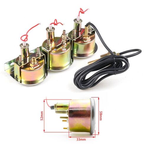 52mm Triple Gauge Set Compatible with Oil Pressure Voltage and Water Temperature with Mechanical Chrome Bezel Compatible with Universal Gauges in Saudi Arabia