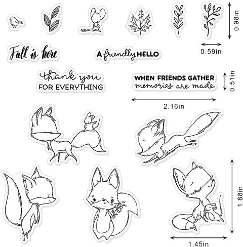 Animal Words Clear Stamp for Card Making, Autumn Mouse Fall Fox Leaf Leaves Clear Silicone Rubber Stamp for Holiday Card Making Decoration and DIY Scrapbooking Album DIY Crafts in Saudi Arabia