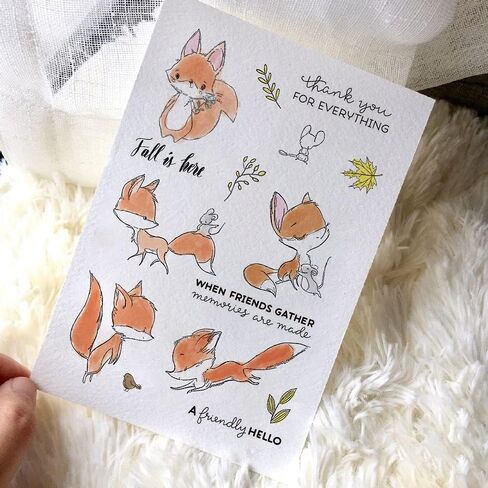 Animal Words Clear Stamp for Card Making, Autumn Mouse Fall Fox Leaf Leaves Clear Silicone Rubber Stamp for Holiday Card Making Decoration and DIY Scrapbooking Album DIY Crafts in Saudi Arabia