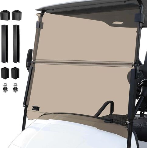 Golf Cart Foldable Windshield 3/16" (5MM) Thicken Only Fits 1995-2013 EZGO TXT & Medalist, Fits 3/4" Struts Rail Front Folding Windshield Replacement Included Mounting Hardware in Kuwait