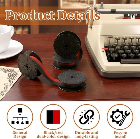 2 Pairs Typewriter Ribbons, Portable Ink Ribbons for Old Typewriters Universal Twin Spool Typewriter Ribbon Replacement for Most Vintage Old Manual Typewriters, Black & Red in Saudi Arabia