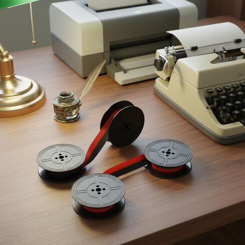 2 Pairs Typewriter Ribbons, Portable Ink Ribbons for Old Typewriters Universal Twin Spool Typewriter Ribbon Replacement for Most Vintage Old Manual Typewriters, Black & Red in Saudi Arabia