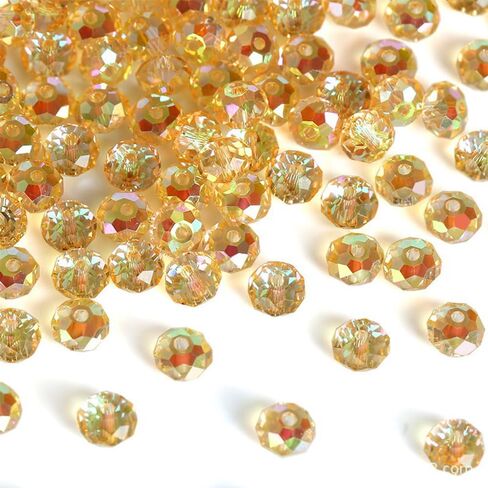 100 Pcs Crystal Glass Beads for Jewelry Making Bulk Faceted Gemstone Rondelle Loose Beads for Bracelet DIY Crafts 6 mm(Champagne Gold) in Saudi Arabia