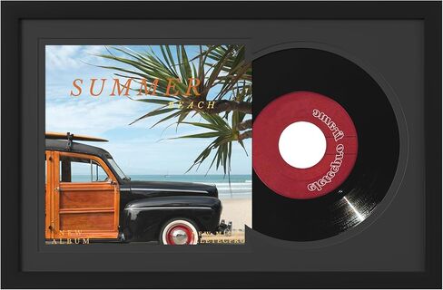 eletecpro Record Frame 10x16 with 2 Double Sided Mats (Black&White), Classic Vinyl Frame for 7x7 Single Music Album Cover and Vinyl, Black Vinyl Record Display for Wall, Stylish Wall Decor in Saudi Arabia