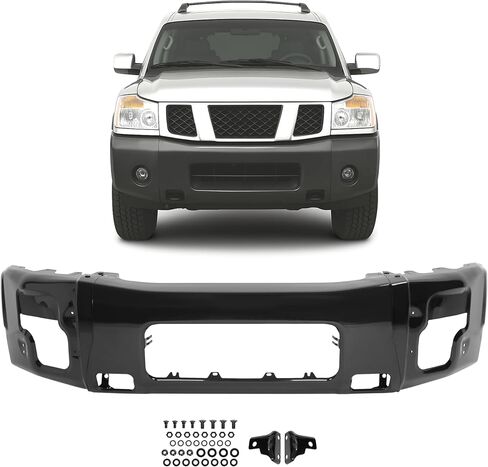 شريط وجه المصد الأمامي من KUAFU متوافق مع 2004-2015 Titan، 2005-2007 Nissan Armada، 2004 Pathfinder Armada، بديل لـ 62022ZR08A NI1002136 فولاذ كروم فضي 3 قطع in Saudi Arabia