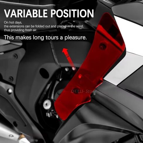 عاكس الرياح الجانبي من الأكريليك للدراجات النارية مناسب لسيارات BMW K1600B K1600GTL K 1600 B GTL 2017-2021 الجانب المفسد هدية تمديد واقي القدم (أسود) in Kuwait