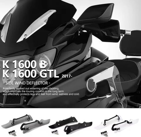عاكس الرياح الجانبي من الأكريليك للدراجات النارية مناسب لسيارات BMW K1600B K1600GTL K 1600 B GTL 2017-2021 الجانب المفسد هدية تمديد واقي القدم (أسود) in Kuwait