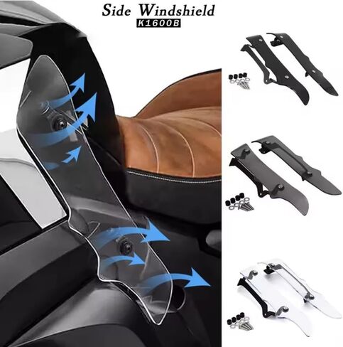 عاكس الرياح الجانبي من الأكريليك للدراجات النارية مناسب لسيارات BMW K1600B K1600GTL K 1600 B GTL 2017-2021 الجانب المفسد هدية تمديد واقي القدم (أسود) in Kuwait