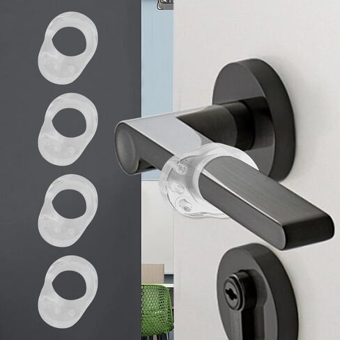 4 Pieces Transparent Silicone Door Handle Cushioning Wall Door Stop Furniture Protective Ring Safety Supplies in Saudi Arabia
