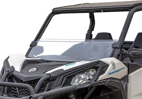 SuperATV نصف زجاج أمامي عالي التحمل وغير مقاوم للخدش لعام 2019+ Can-am Maverick Sport (انظر الإعداد) | بولي كربونات سميكة داكنة اللون بسمك 1/4 بوصة أقوى 250 مرة من الزجاج | صنع في الولايات المتحدة الأمريكية in Saudi Arabia