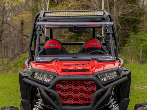 الزجاج الأمامي المقاوم للخدش SuperATV لـ Polaris RZR S 1000 / S4 1000 (انظر الملاءمة) - مصنوع من البولي كربونات مقاس 1/4 بوصة - أقوى 250 مرة من الزجاج - يمكن إغلاقه أو تهويته أو فتحه بالكامل - صنع في الولايات المتحدة الأمريكية in Saudi Arabia