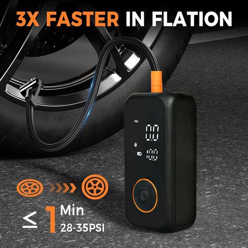 Tire Inflator Portable Air Compressor,150PSI Cordless Air Pump for Car Tires,Tire Inflators with Digital Pressure Gauge LED Light and Auto Shut-Off,Portable Tire Pump for Car,Bike,Motorcycle,Balls in Saudi Arabia