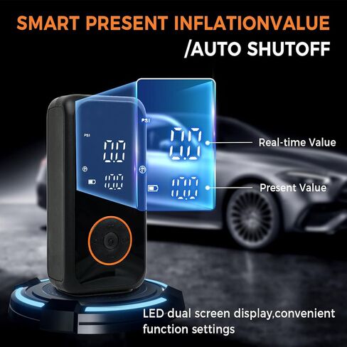 Tire Inflator Portable Air Compressor,150PSI Cordless Air Pump for Car Tires,Tire Inflators with Digital Pressure Gauge LED Light and Auto Shut-Off,Portable Tire Pump for Car,Bike,Motorcycle,Balls in Saudi Arabia