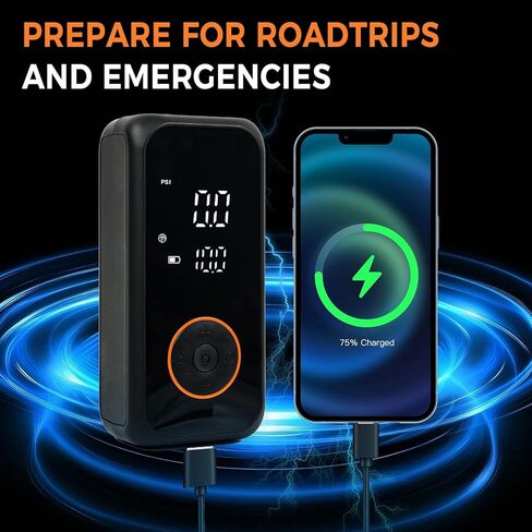 Tire Inflator Portable Air Compressor,150PSI Cordless Air Pump for Car Tires,Tire Inflators with Digital Pressure Gauge LED Light and Auto Shut-Off,Portable Tire Pump for Car,Bike,Motorcycle,Balls in Saudi Arabia