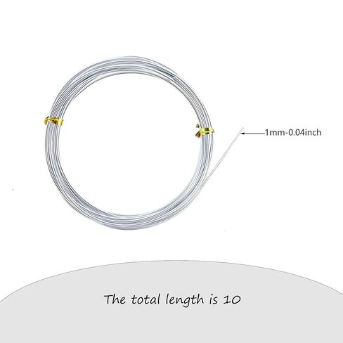 1mm Silver Aluminum Craft Wire - 10 Meter Jewelry Making Supply, DIY Art Wire, Soft Beading String, Handmade Craft Material in Saudi Arabia