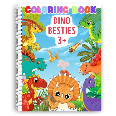 Coloring Pages, Dino Besties Coloring for Kids Ages 3+, 40 Fun and Engaging Illustrations of Friendly Dinosaurs! Perfect for Boys & Girls. Spiral Bound, Thick 199 GSM Paper, Size 8.5x11 In in Saudi Arabia