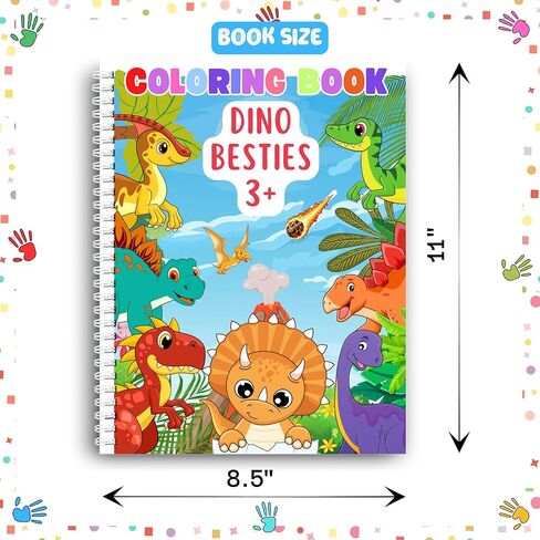 Coloring Pages, Dino Besties Coloring for Kids Ages 3+, 40 Fun and Engaging Illustrations of Friendly Dinosaurs! Perfect for Boys & Girls. Spiral Bound, Thick 199 GSM Paper, Size 8.5x11 In in Saudi Arabia