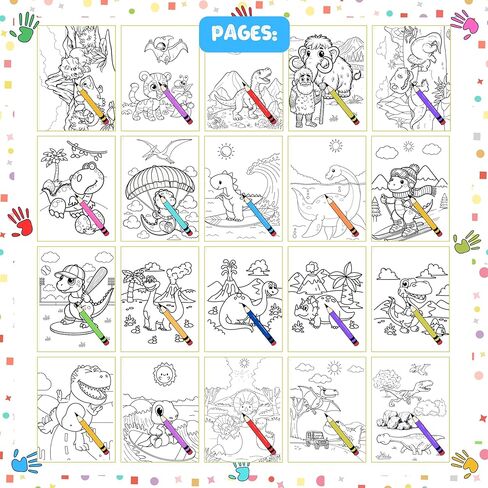 Coloring Pages, Dino Besties Coloring for Kids Ages 3+, 40 Fun and Engaging Illustrations of Friendly Dinosaurs! Perfect for Boys & Girls. Spiral Bound, Thick 199 GSM Paper, Size 8.5x11 In in Saudi Arabia