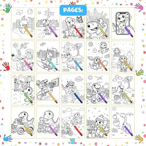 Coloring Pages, Dino Besties Coloring for Kids Ages 3+, 40 Fun and Engaging Illustrations of Friendly Dinosaurs! Perfect for Boys & Girls. Spiral Bound, Thick 199 GSM Paper, Size 8.5x11 In in Saudi Arabia