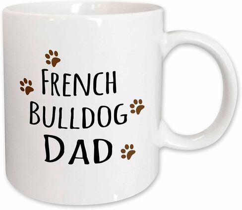 3dRose French Bulldog Dog Dad-Doggie by Breed-Brown Muddy paw Prints Mug, 11 oz, Black in Saudi Arabia
