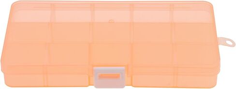 Small Plastic Storage Case Container with Adjustable Dividers, Mini Clear Plastic Bead Storage Box with 15 Grids for Jewelry Craft Beads Bolts Nuts, Orange (17.5×9.9×2.2cm) in Saudi Arabia