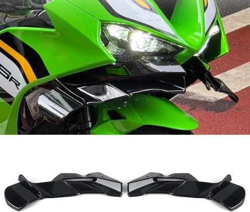 Motorcycle Front Spoiler Fits for Kawasaki ZX-6R ZX6R 2024-2025 Carbon Fiber Front Lip Spoiler Wing Downforce Aerodynamic Fairing Spoiler Kit (Bright Black) in Saudi Arabia