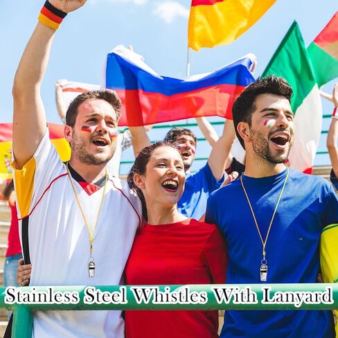 Kingdder 100 Pcs Metal Referee Whistle Bulk for Coach Whistles for Adults with Lanyard Stainless Steel Sports Whistle Emergency Loud Sound Whistle for Teachers Polices School Sports in Kuwait