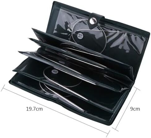 Circular Knitting Needles Set, 11Pcs Steel Interchangeable Knitting Needles Crochet Hook Weave Tool with Storage Bag (16.9'' (43cm)) in Saudi Arabia