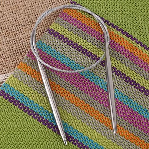 Circular Knitting Needles Set, 11Pcs Steel Interchangeable Knitting Needles Crochet Hook Weave Tool with Storage Bag (16.9'' (43cm)) in Saudi Arabia