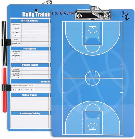 Magnetic Basketball Coaches Clipboard, White Double-Sided Dry Erase Coach Board, Tactics Whiteboard with Color Magnetic Sticker and 2 Marker for Coaches Gift in Kuwait