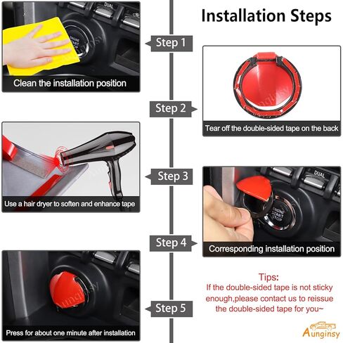 Aunginsy Engine Start Stop Push Button Switch Sticker Cover Compatible with Toyota Tacoma 2016-2023 Aluminum Alloy Key Ignition Starter Switch Knob Decorative Ring Trim Sticker Interior Accessories in Saudi Arabia