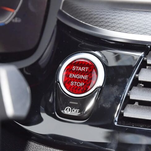 RUIANTE Compatible with Carbon Fiber Engine Push Start Button Cover Sticker for BMW 1 2 3 4 5 6 7 Series X1 X3 X4 X5 X6 E90 E91 E92 E93 F30 F10 F01 F32 F15 F25 G30 G31 G11 G12 (Black) in Kuwait